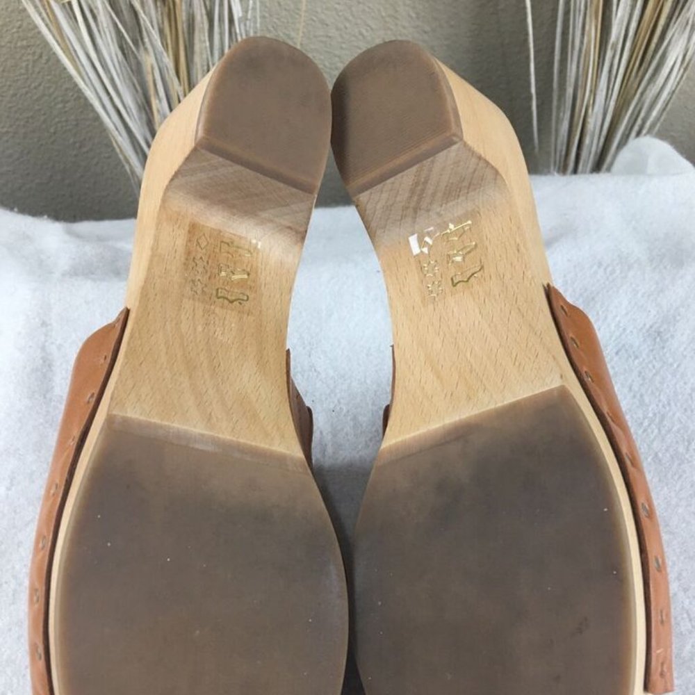 Madewell Womens Brown Leather Evelyn Wood Slide Clog sz 6.5 - Picture 6 of 10